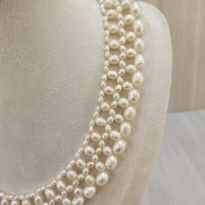 Natural Pearls 4 Line Round & Oval Shape Necklace: A Symphony of Elegance and Versatility