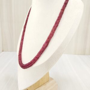 Natural Ruby Three Line  Beaded Necklace: A Dazzling Display of Luxury and Passion