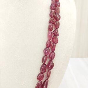 Natural Ruby’s 2  line Tumble shape Neclace