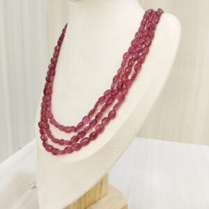 Natural RubyThree Line Tumble  Necklace: A Radiant Statement of Luxury