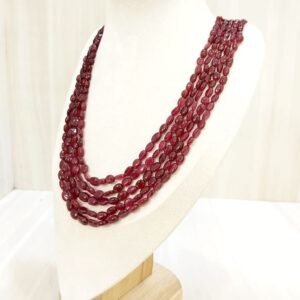 Natural Ruby Five Line Tumble  Necklace: A Bold Expression of Nature’s Beauty