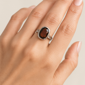 Natural Hessonite Ring | Orangish Brown Gomed | Certified Garnet Gemstone in 92.5 Silver