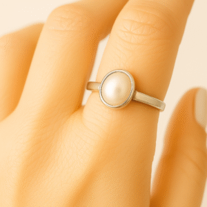 Natural Pearl Ring | Milky White | Certified Gemstone in Sterling Silver| 50% Off