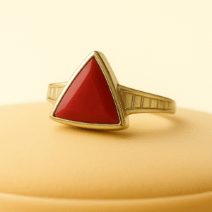 Natural Coral Ring | Triangle Cut Red Coral | Certified Gemstone in Sterling Silver