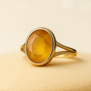 Natural Yellow Sapphire Silver Ring | Certified Pukhraj Gemstone Ring for Astrology | 925 Silver Adjustable Ring for Men & Women| 50% Off