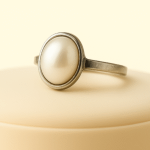 Natural Pearl Ring | Milky White | Certified Gemstone in Sterling Silver| 50% Off