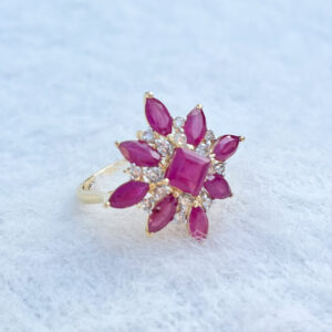 Elegant Natural Ruby with Diamonds in 14K Gold Ring