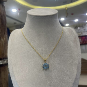 Trillion-Cut Blue Topaz Pendant in 14K Gold