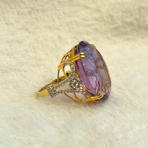 Royal Amethyst & Diamond Ring in 14K Gold