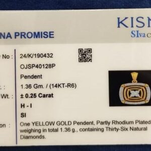 Elegant 14K Gold Kisna Diamond Pendant | 0.25 Ct IJ-SI Diamonds