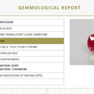 5.28 Ratti Natural Purplish Red Ruby | Certified Unheated | Cushion Mixed Cut