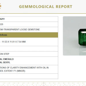 Natural Emerald 9.19 Ratti Govt. Lab Certificate  No.: 8891D36291