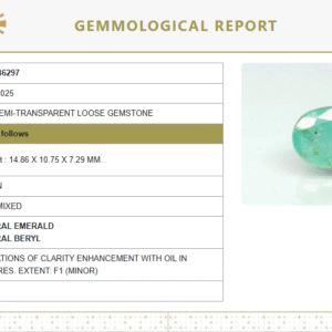 Natural Emerald 8.53 Ratti | Govt. Lab Certified  No : 8891D36297