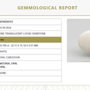Natural White Opal 11.99 Ratti | Untreated | Oval Cabochon | Govt. Lab Certified