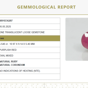 6.16 Ratti Natural Purplish Red Ruby | Certified Unheated | Oval Mixed Cut