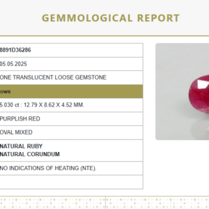 5.59 Ratti Natural Purplish Red Ruby | Certified Unheated | Oval Mixed Cut