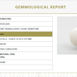 Natural White Opal 5.57 Ratti | Oval Cabochon | Govt. Lab Certified No.: 9346D37893