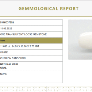 Natural White Opal 12.93 Ratti | Cushion Cabochon | Govt. Lab Certified No.: 9346D37892