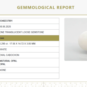 Natural White Opal 7 Ratti | Oval Cabochon | Govt. Lab Certified No.: 9346D37891