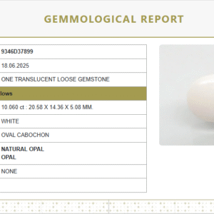 Natural White Opal 11.18 Ratti | Oval Cabochon | Govt. Lab Certified No.: 9346D37899