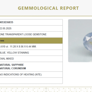 7.34 Ratti Natural Blue Sapphire with Yellow Staining | Oval Mixed Cut | Untreated | Govt. Lab Certified Number: 9053D36835