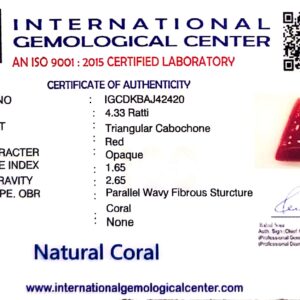 Natural Italian Red Coral | Certified Untreated | Triangular Cabochon No. IGCDKBAJ42420