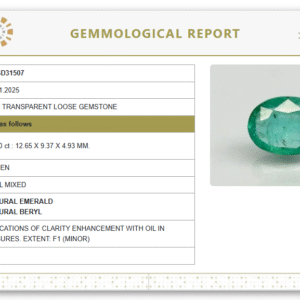 Natural Emerald  | Oval Cut | Govt. Lab Certified No. 7876D31507