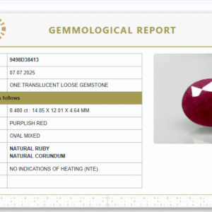 Natural Purplish Red Ruby | Certified Unheated | Oval Mixed Cut Report No. 9498D38413