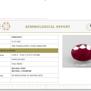 Natural Purplish Red Ruby | Certified Unheated | Oval Mixed Cut Report No. 9498D38415