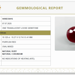 Natural Purplish Red Ruby | Certified Unheated | Oval Mixed Cut Report No. 9498D38416
