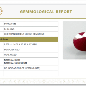 Natural Purplish Red Ruby | Certified Unheated | Oval Mixed Cut Report No. 9498D38422