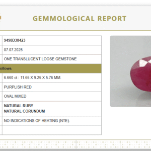 Natural Purplish Red Ruby | Certified Unheated | Oval Mixed Cut Report No. 9498D38423